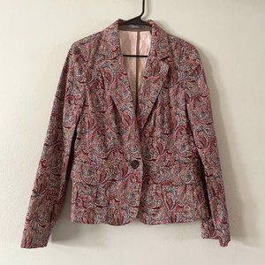 Liz Claiborne Paisley Print Single Button Blazer